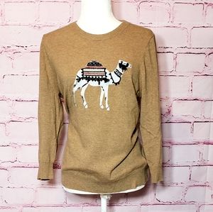 J Crew With Cashmere Camel Embroidered Sweater